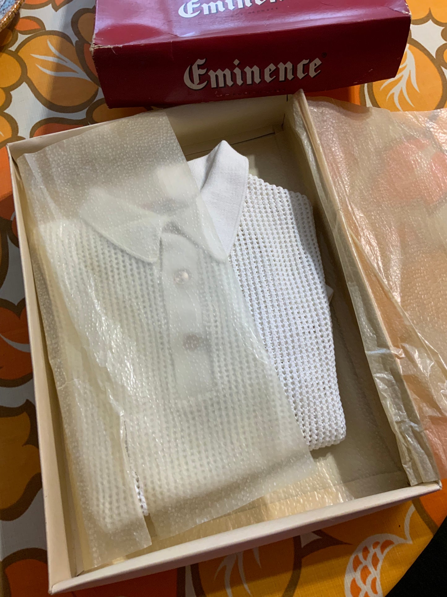 T shirt Polo Ajouré blanc Deadstock Vintage 1970
