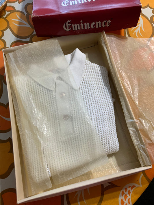 T shirt Polo Ajouré blanc Deadstock Vintage 1970