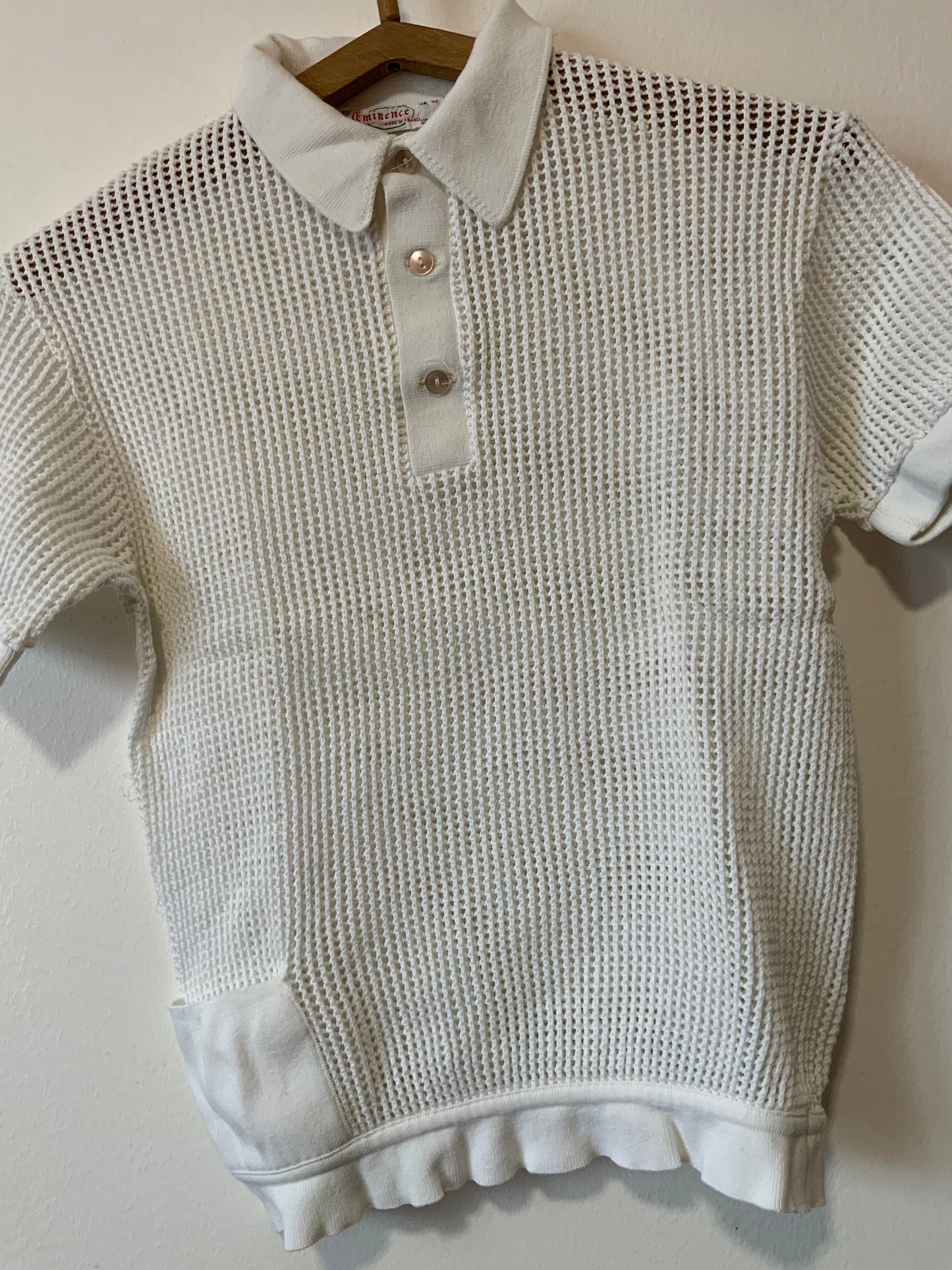 T shirt Polo Ajouré blanc Deadstock Vintage 1970