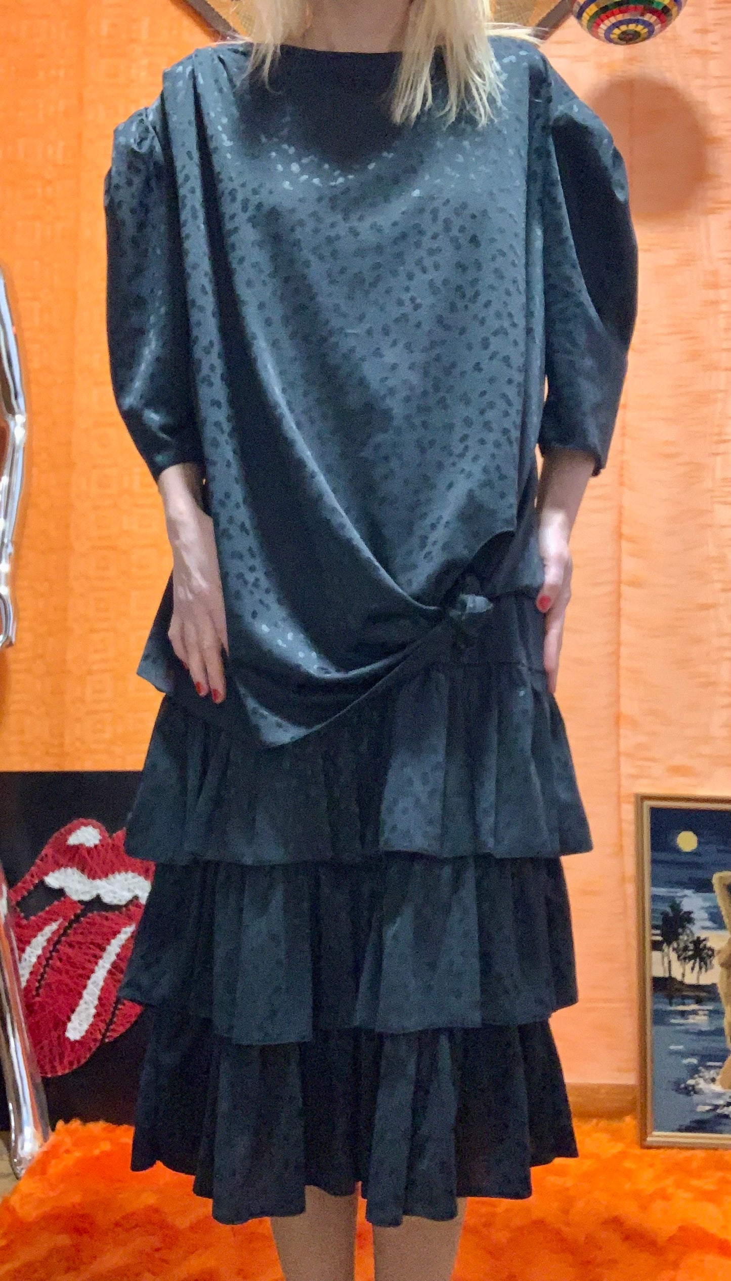 Robe Longue à Volants Vintage Élégance 1980