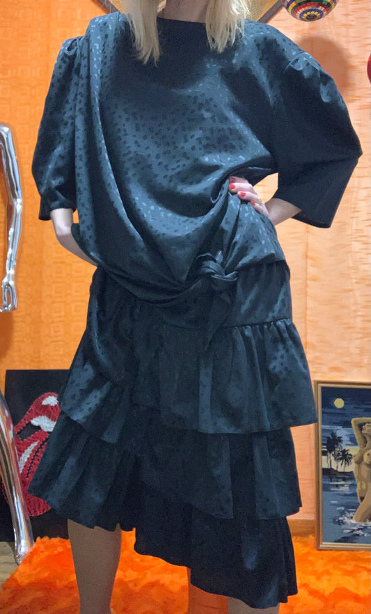 Robe Longue à Volants Vintage Élégance 1980