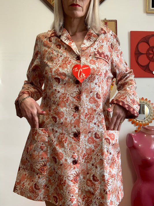 Robe Blouse à Fleurs Sublime Deadstock Vintage 1970 France