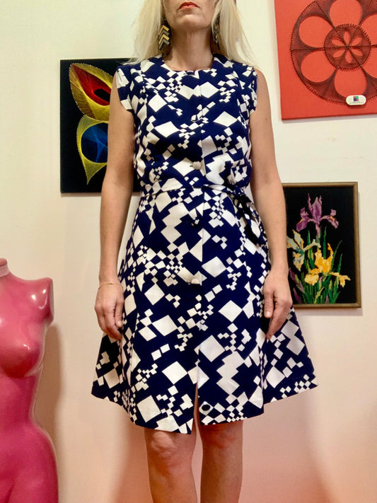 Robe boutonnée de créateur motifs Pepite Vintage France 1970 Deadstock