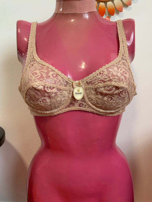 Soutien Gorge Triumph Vintage 1970 Dentelle Fleurs France