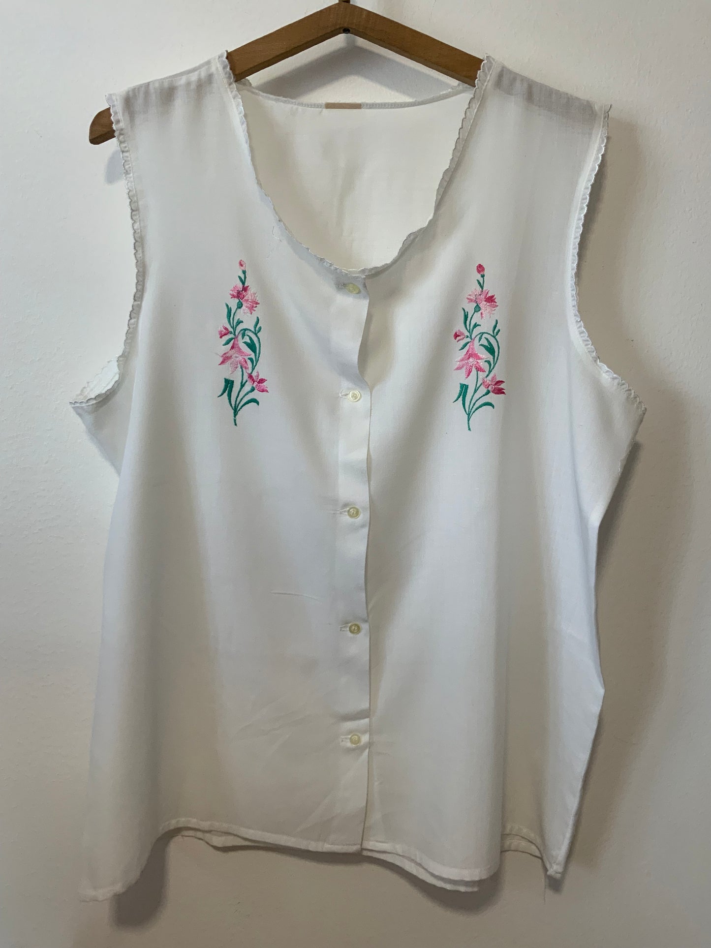 Blouse coton broderies fleurs Vintage 1980