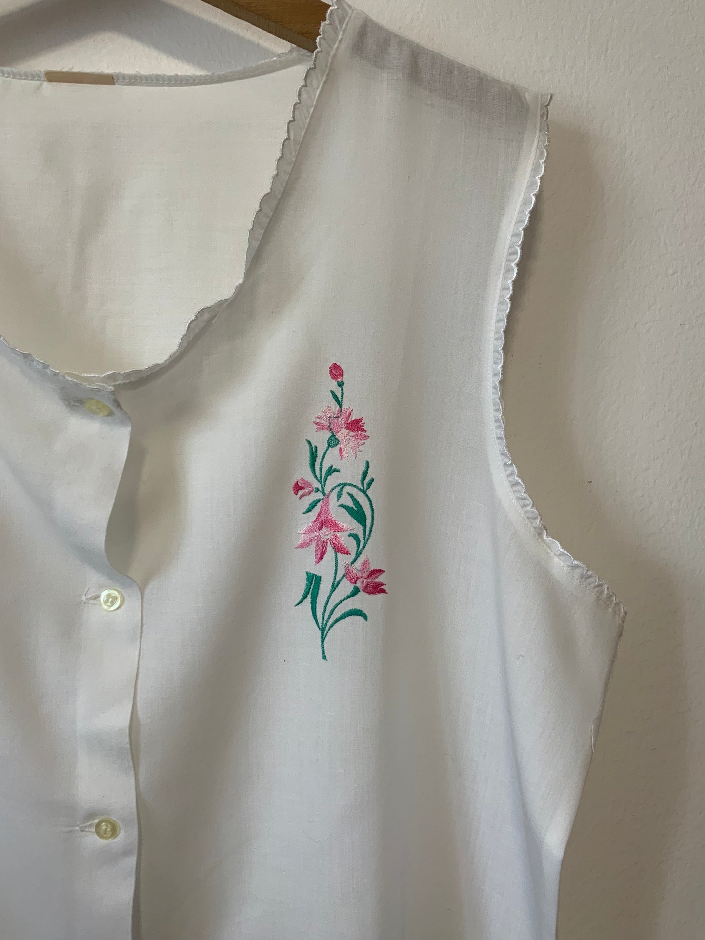 Blouse coton broderies fleurs Vintage 1980