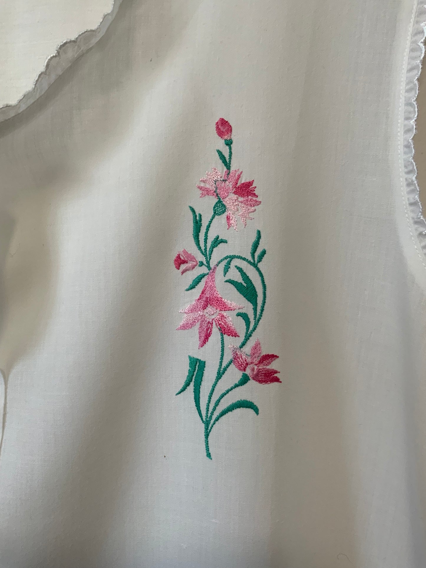 Blouse coton broderies fleurs Vintage 1980