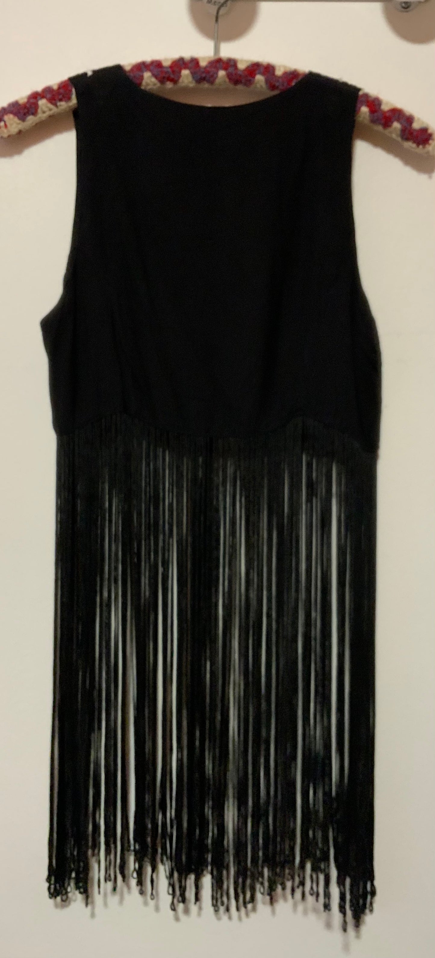 Gilet sans manche à franges broderies Vintage 1990 Pépite Vintage