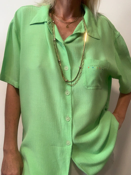 Chemise verte poivre blanc Vintage