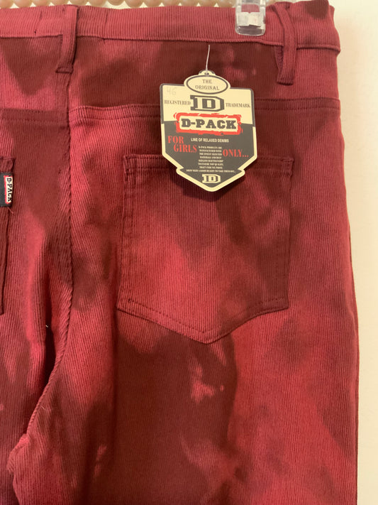 Pantalon velours côtelé motifs tie and die Rouge Vintage Neuf