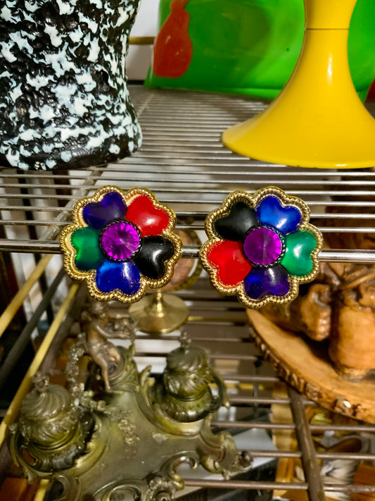 Boucles d’oreilles Vintage Fleurs Couleurs
