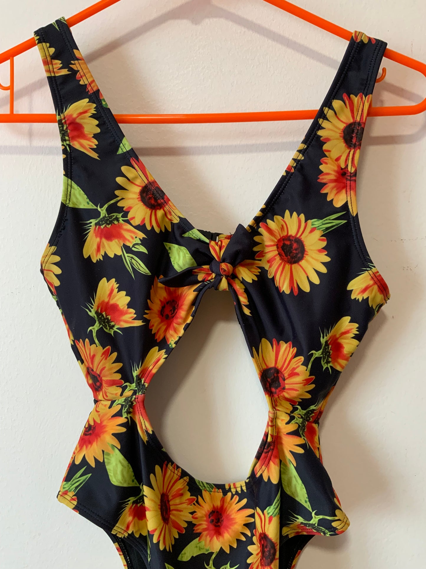Maillot de bain original ouvert et Fleurs Oranges tournesols 2000’ Vintage