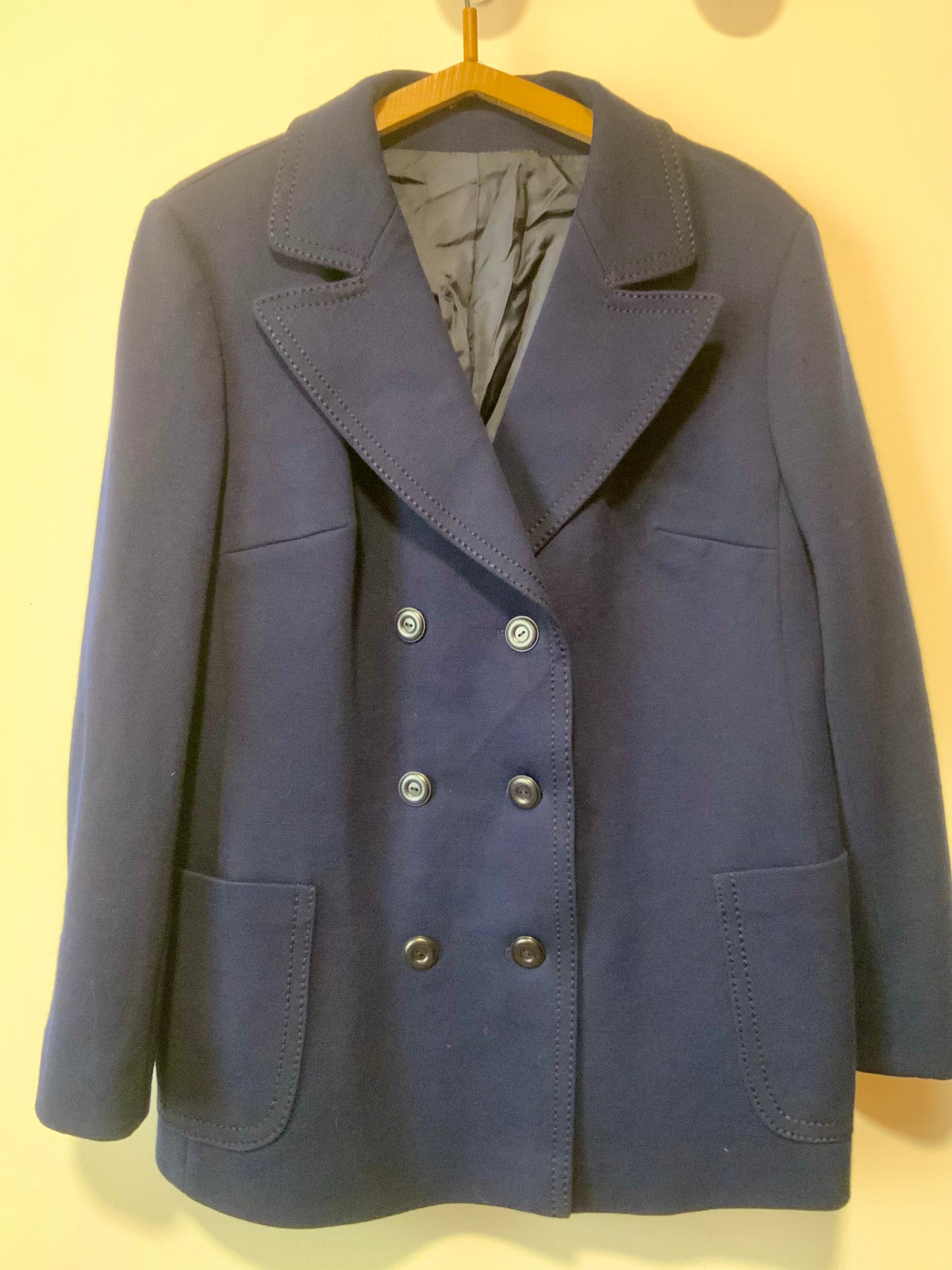 Veste Croisée Blazer pure Laine Vierge Woolmark Surpiqûres prononcées Classique Chic