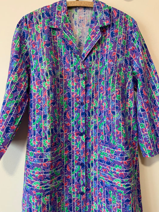 Robe Blouse Colorée Motifs Fleurs France Vintage