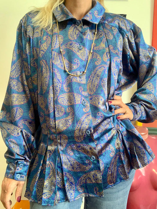 Chemisier plissé Motifs Cachemires Paisley Vintage Chic Original Made in France