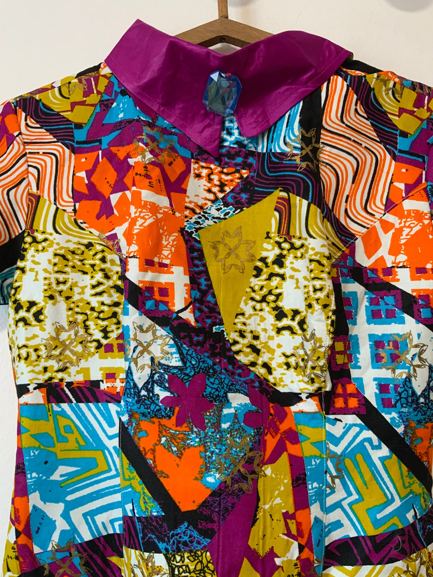 Robe colorée Patchwork Wax Création faite main plissée