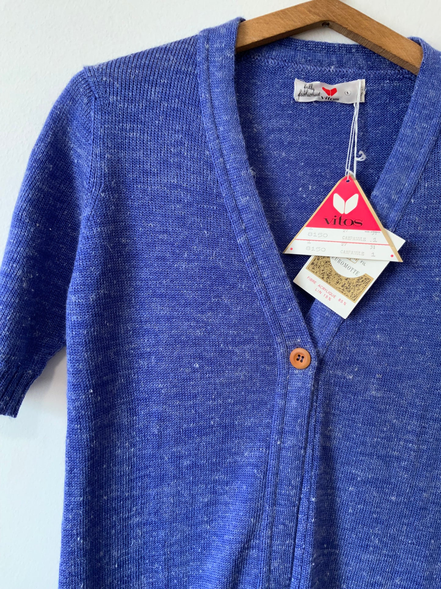Très long gilet violet chiné Neuf Deadstock 1970/80 France