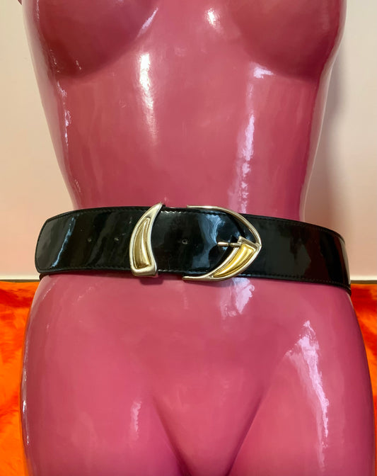 Ceinture Cuir Vernis Vynil Vintage 1980/90 Made in France