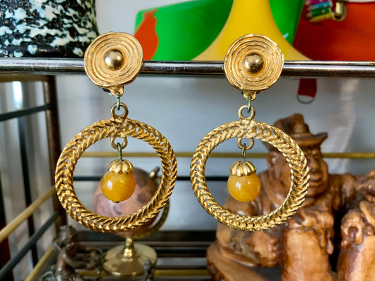 Boucles d’oreilles Créoles avec petites perles Chic 1980 Métal