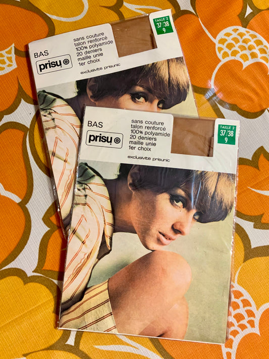 Lot 2 Paires de bas Prisunic Vintage neufs 1970/80