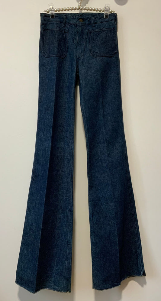 Pantalon pattes d’éléphant denim bleu Marque Pionier Vintage 1980 Deadstock