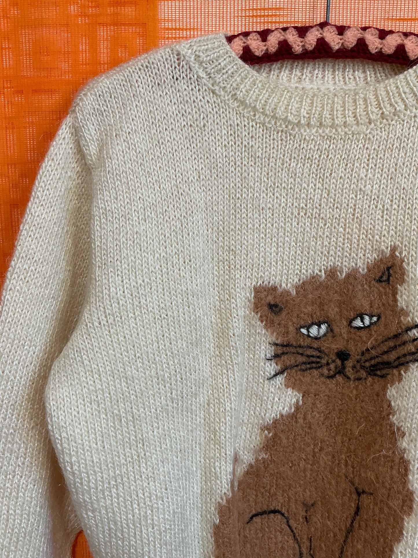 Pull Tricot Main Laine Mohair Tricoté Main Vintage- T40