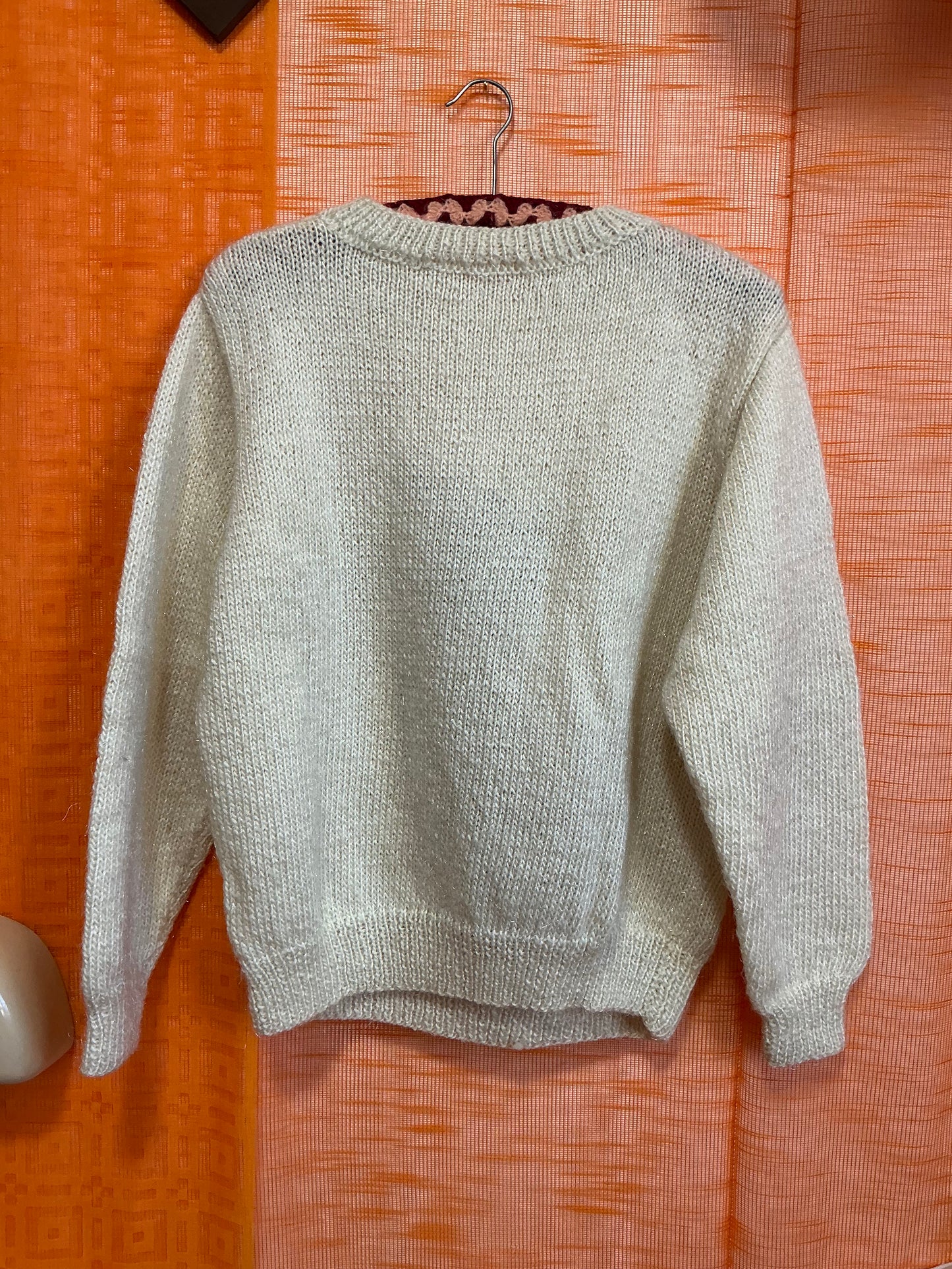 Pull Tricot Main Laine Mohair Tricoté Main Vintage- T40
