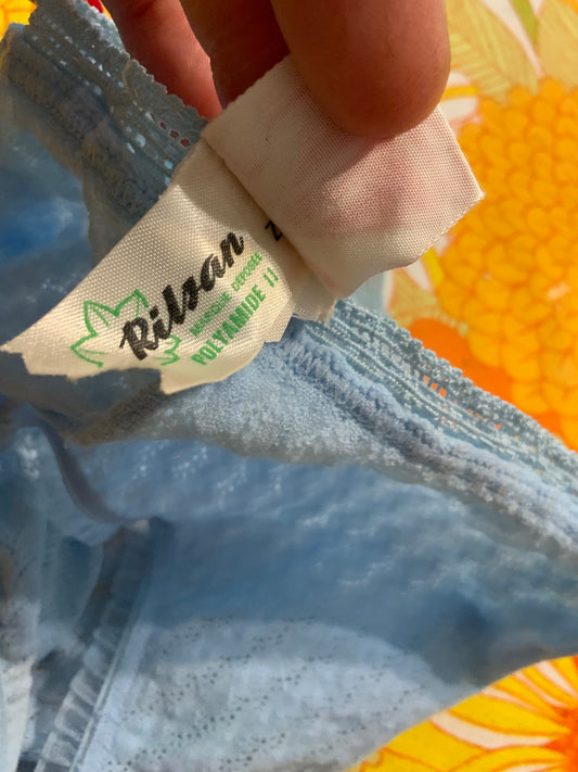 Culotte Dentelle polyamide bleue Vintage Neuf Deadstock 1970/80 France