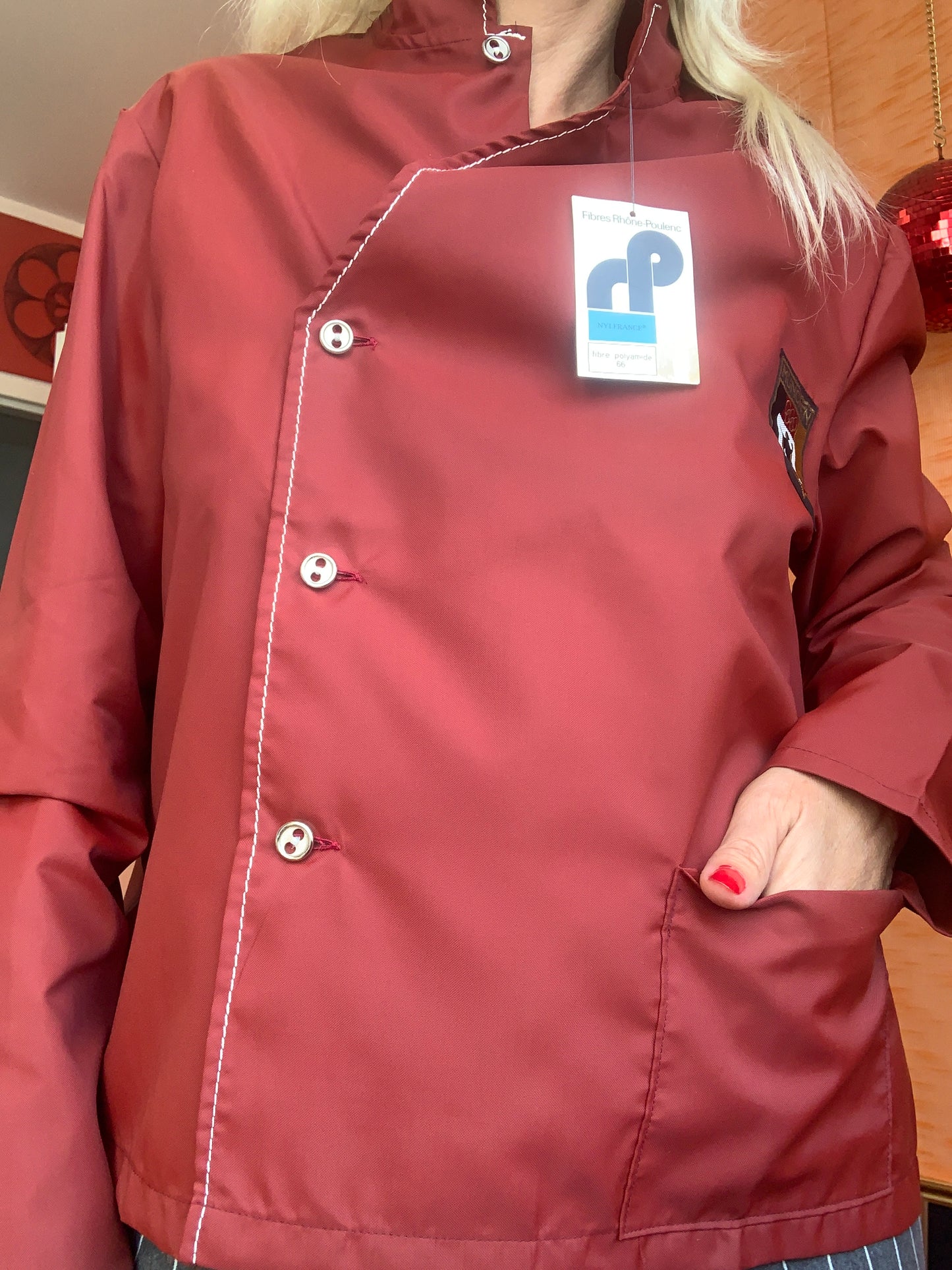 Blouse Marron surpiquée Vintage Tergal Neuf 1970