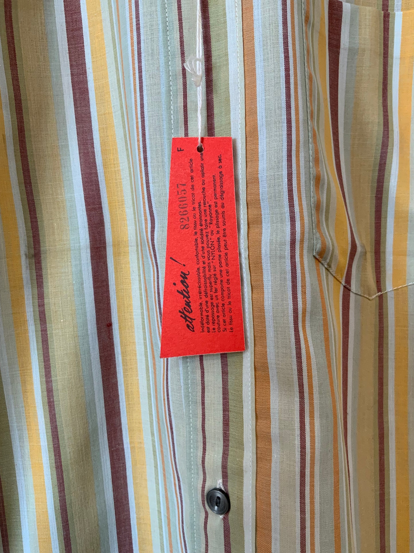 Chemises à rayures Col pelle à tartes neuve Deadstock Tergal Vintage 1970 France