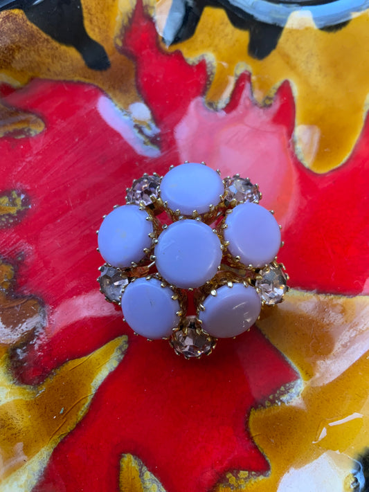 Broche Fleurs Pierres Mauves Vintage Ancien