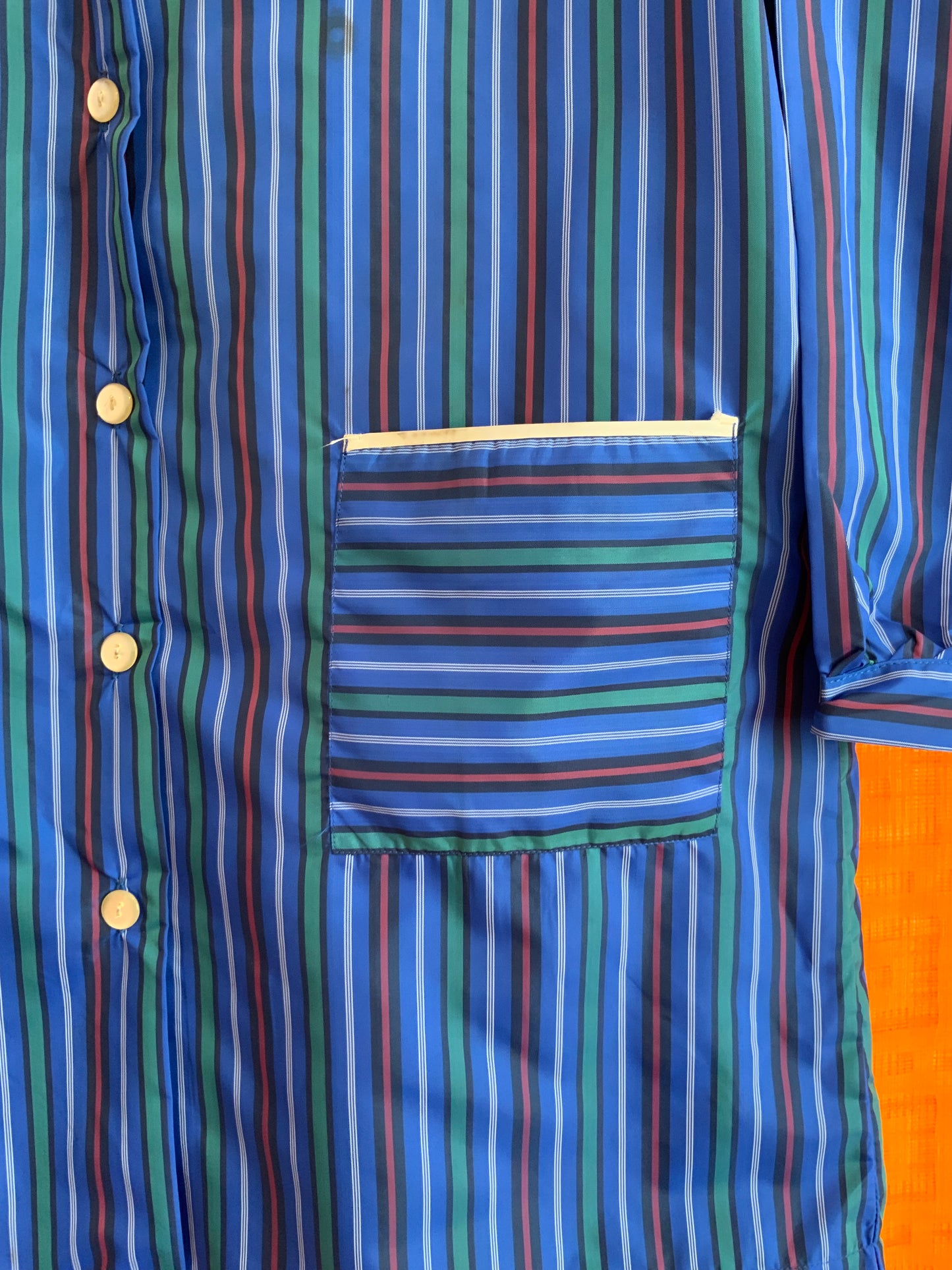 Jolie blouse à rayures Col Claudine Vintage France Neuf 1970
