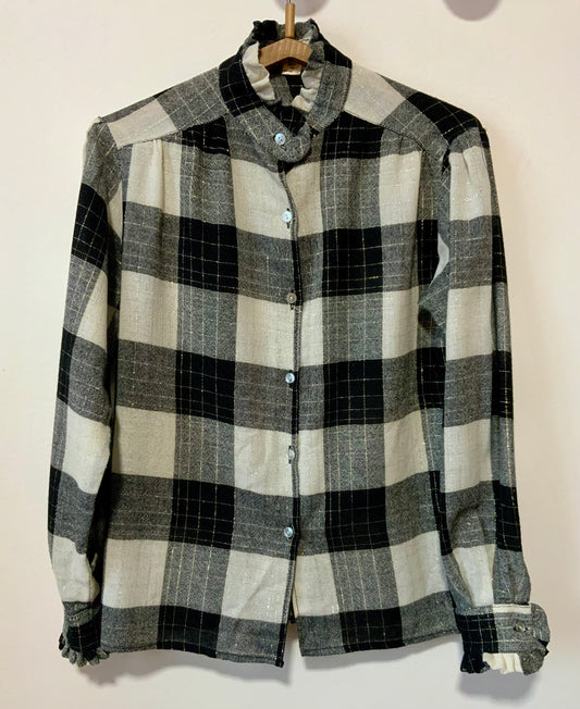 Chemise a carreaux et volants Vintage avec laine