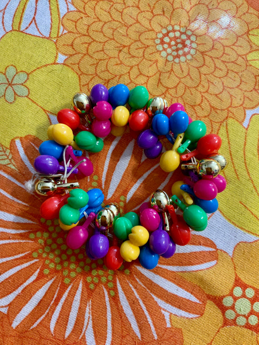 Bracelet Vintage à perles plastiques colorées Original