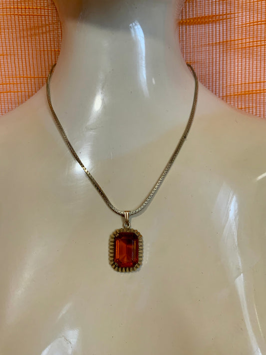Collier Ancien Vintage Pierre Cornaline