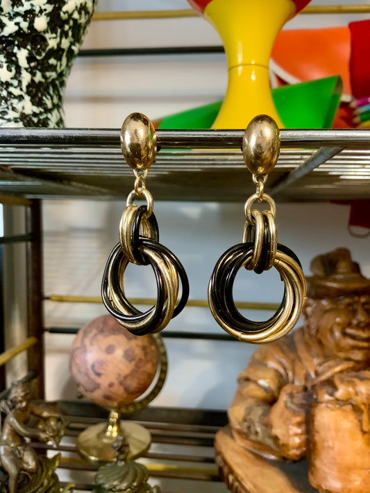 Boucles d’oreilles 1980 créoles pendantes fun métal