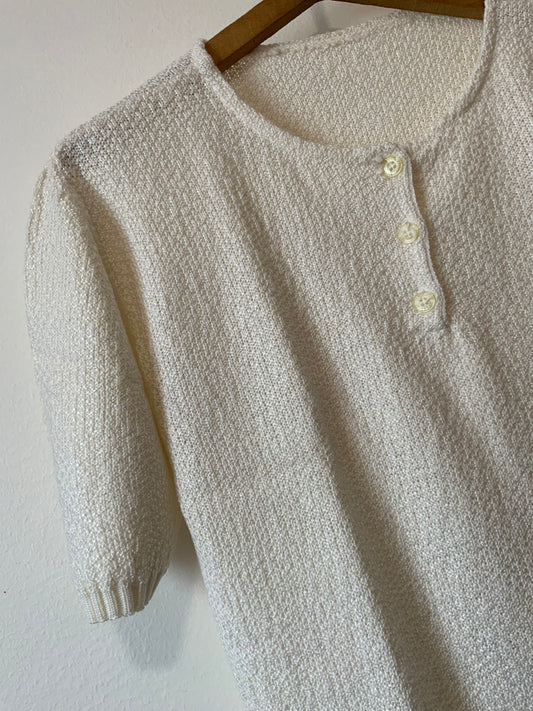 Tricot Vintage 1980 blanc Coton