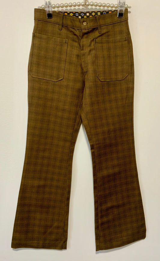 Pantalon Flare Carreaux Deadstock Vintage 1970 Pattes d’éléphant