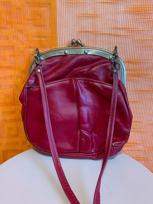 Sac à main cuir rouge Forme porte monnaie Vintage Ancien 1960/70