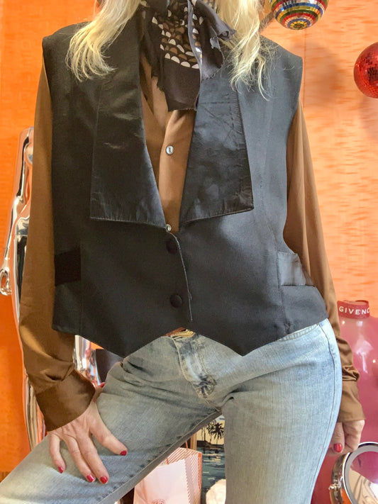 Gilet sans manche Crop Façon Smoking Vintage 1980/90