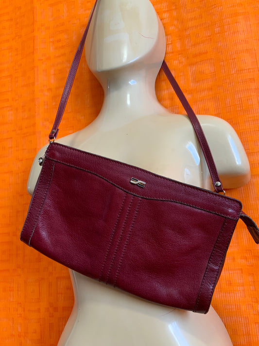 Sac à main stylé Cuir bordeaux Vintage 1970