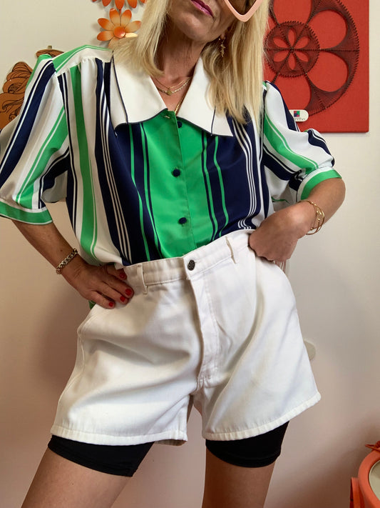 Short Jean Denim Blanc 1980 Vintage France