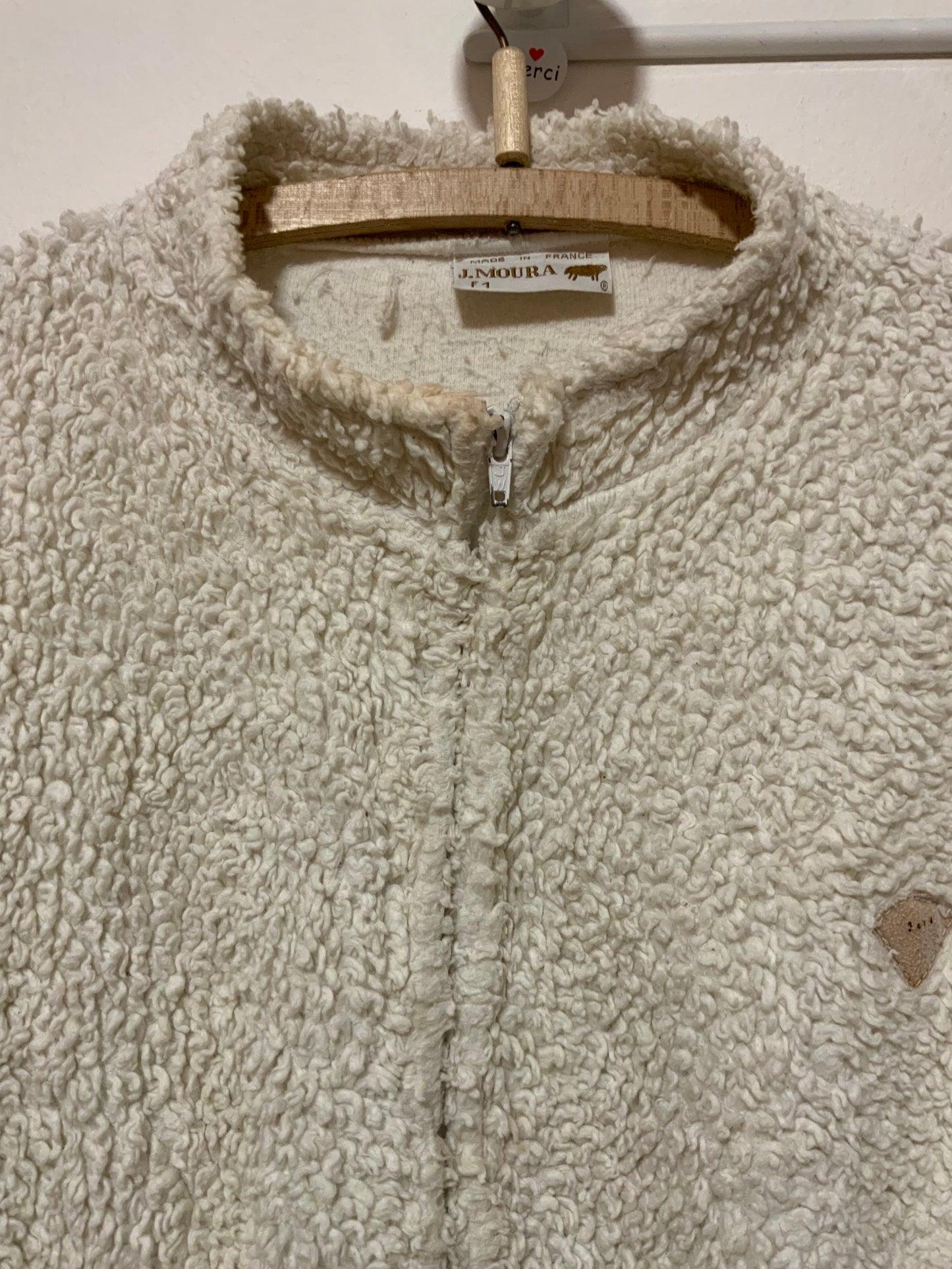Gilet en pure de laine de moutons des Pyrénées France Vintage