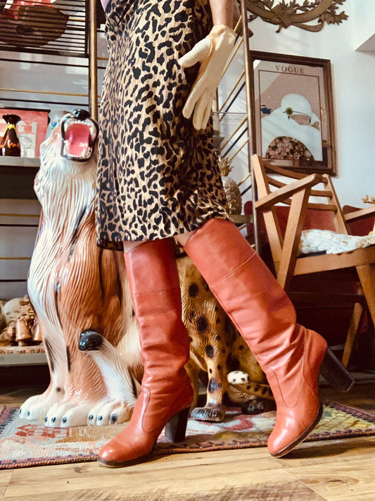 Bottes Cuir Marron Vintage 1970