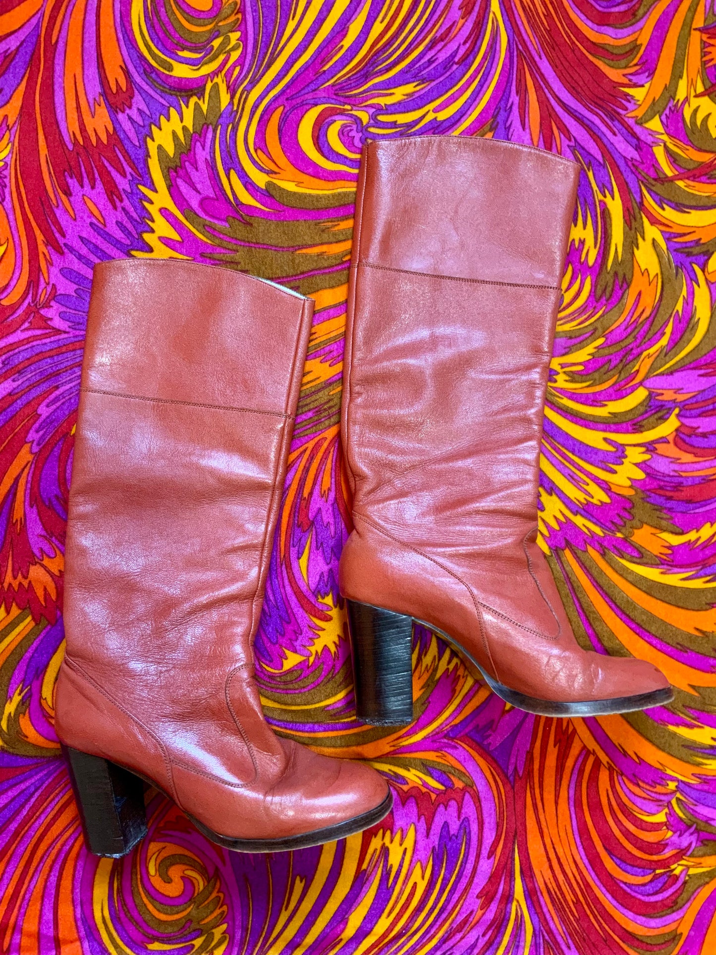 Bottes Cuir Marron Vintage 1970