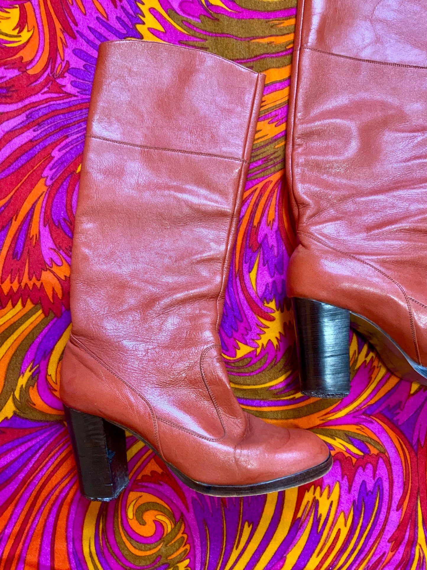 Bottes Cuir Marron Vintage 1970