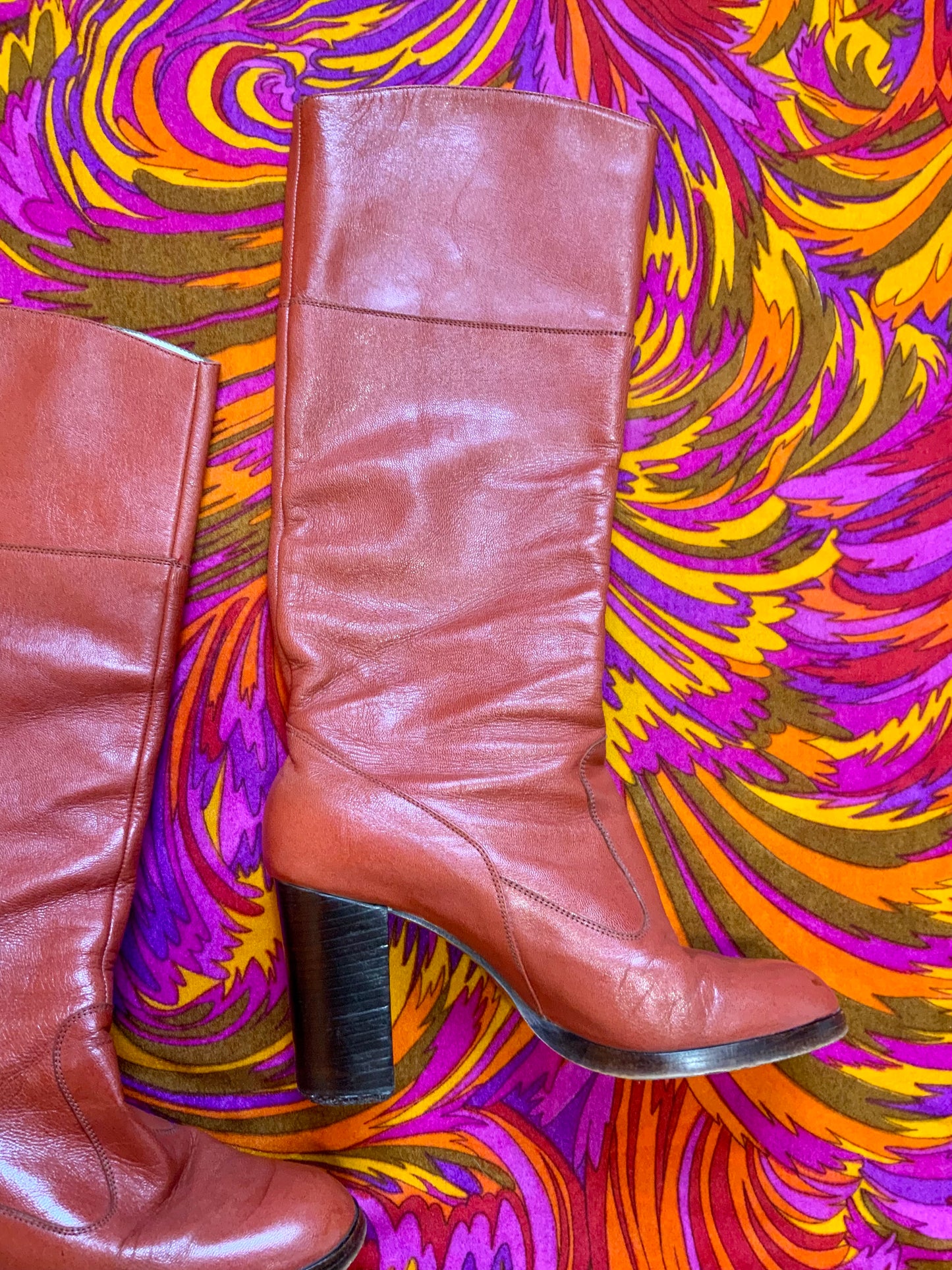 Bottes Cuir Marron Vintage 1970