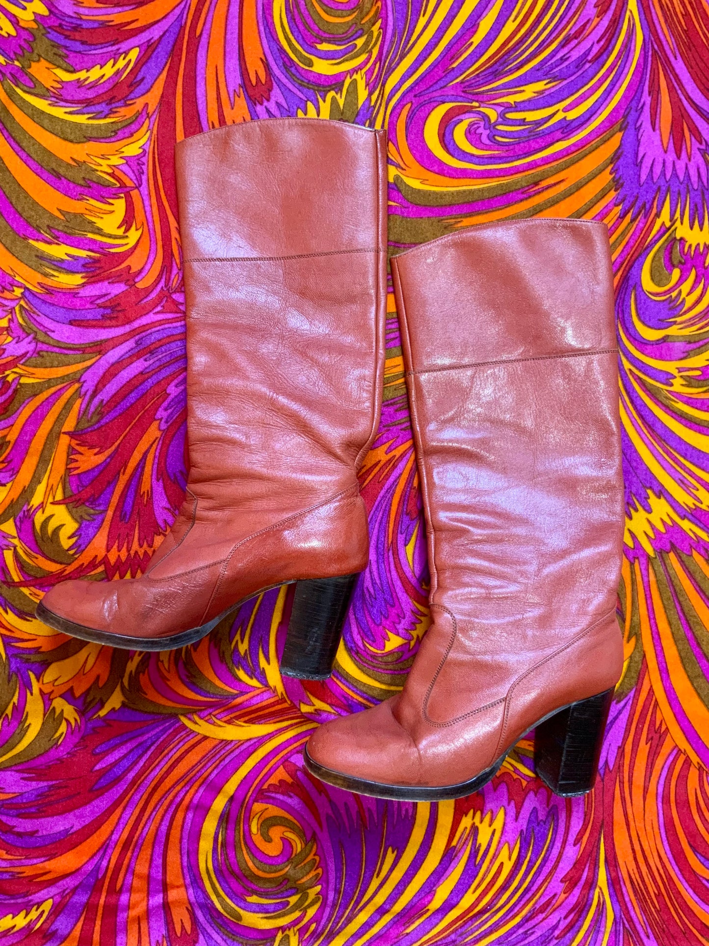 Bottes Cuir Marron Vintage 1970