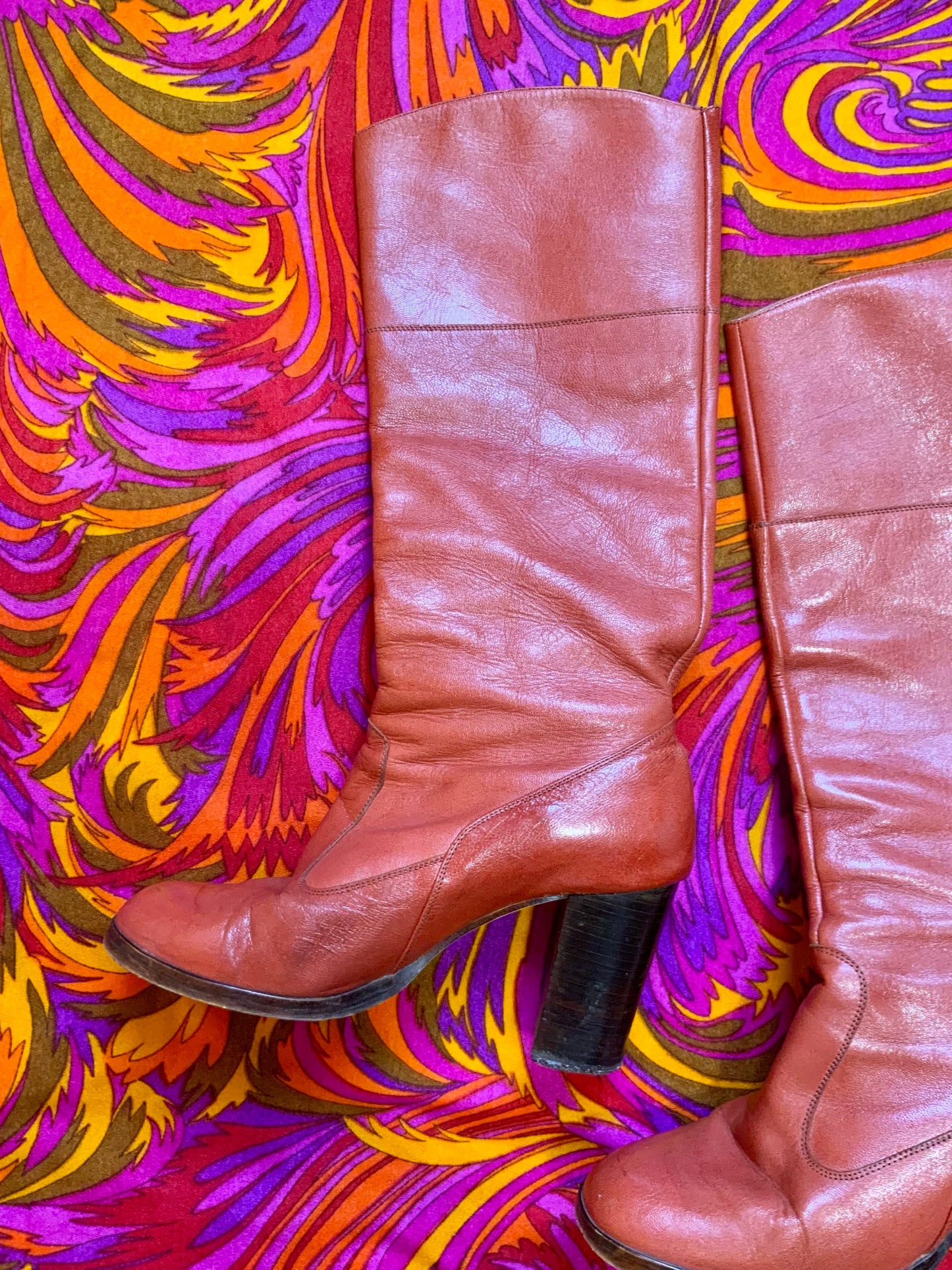 Bottes Cuir Marron Vintage 1970
