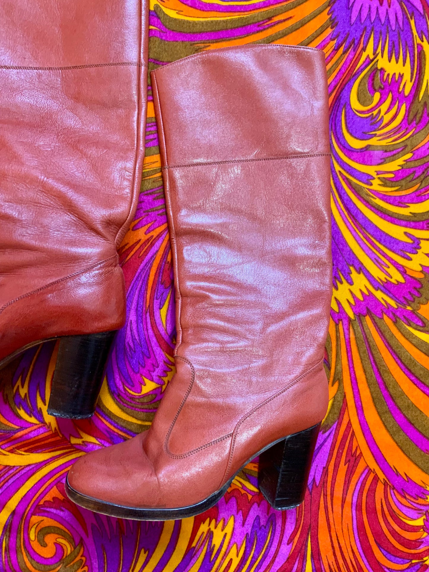 Bottes Cuir Marron Vintage 1970